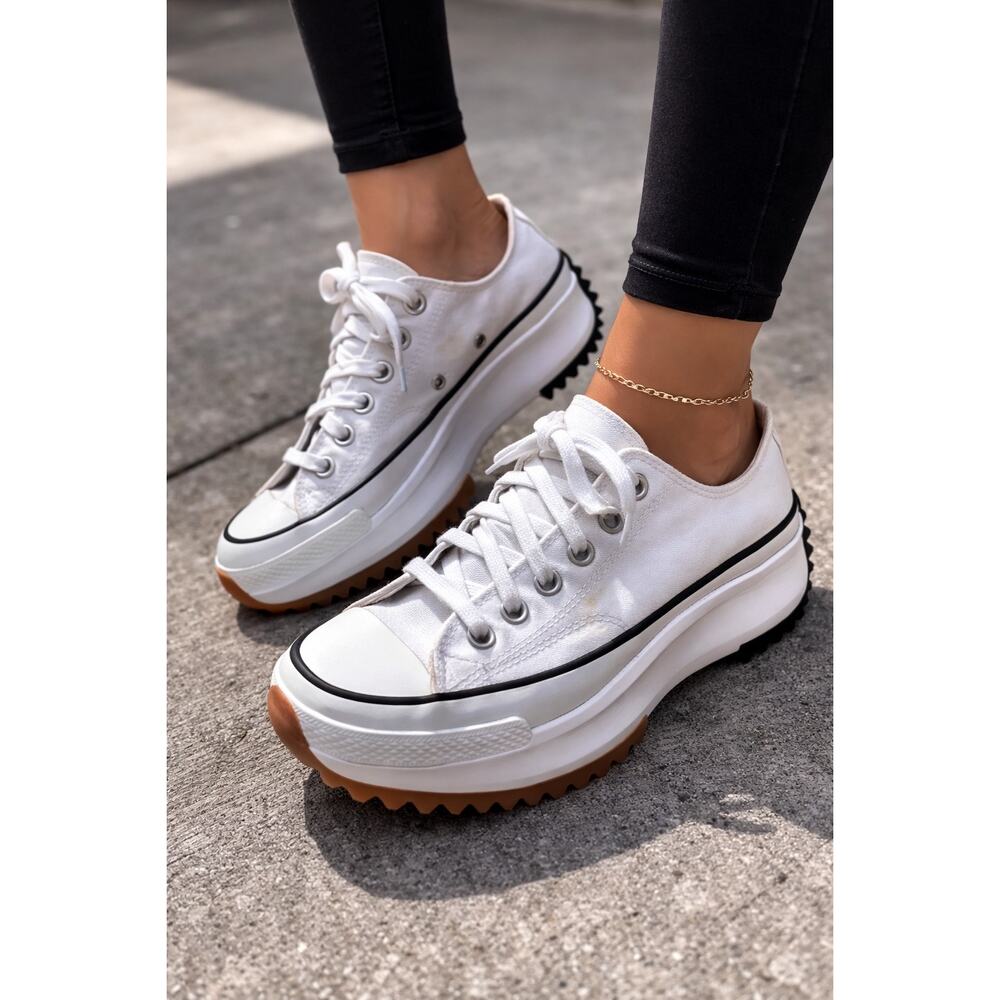 Converse White Platform Sneakers with Gum Sole